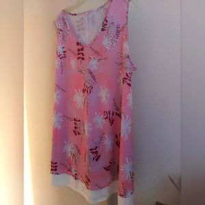 Sleeveless V neck dress pink and purple